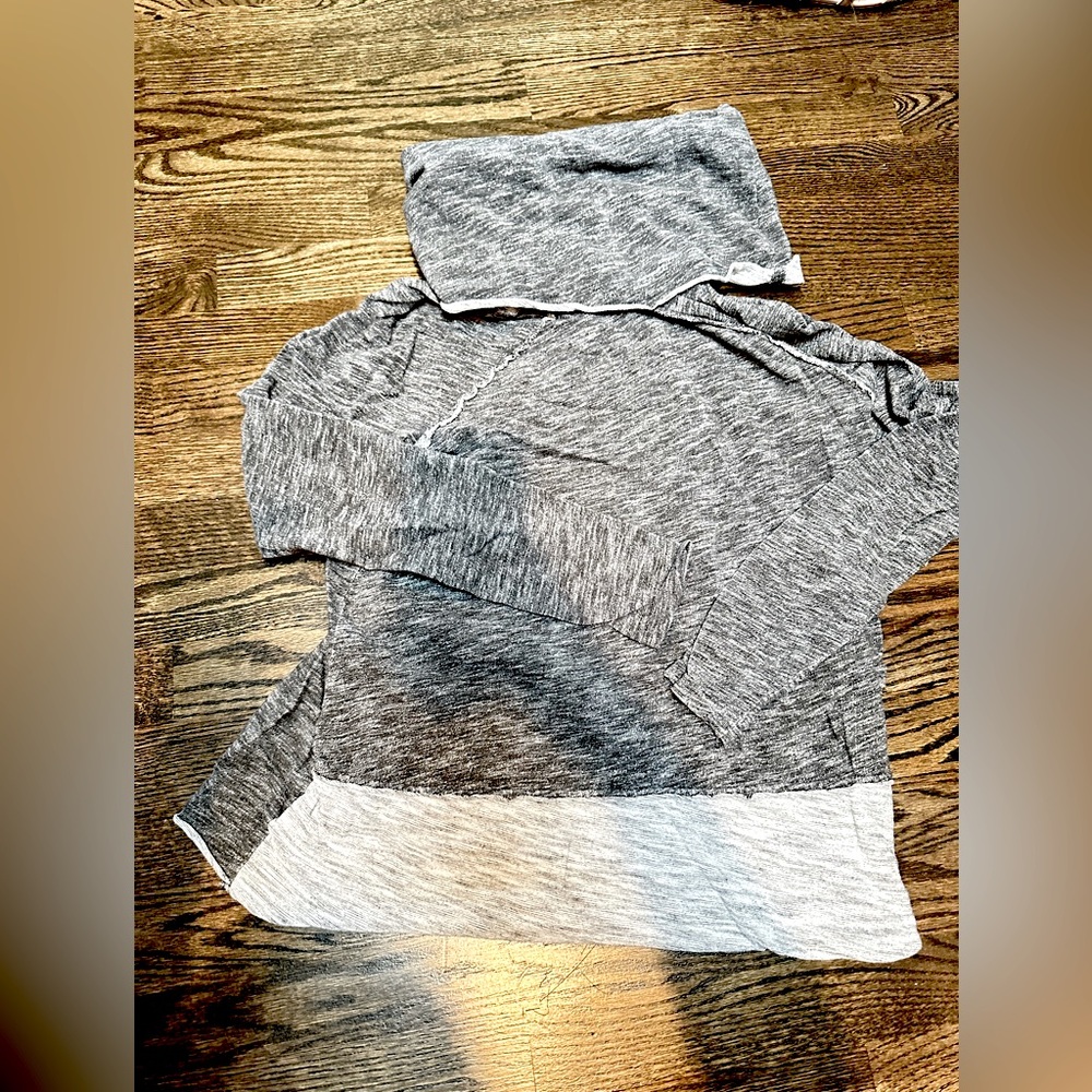 Free People Beach - Gray/Grey Funnel Neck Sweatshirt - SMALL